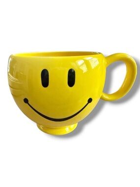 Teleflora Yellow Smiley Face Large Coffee Soup Tea Mug 70’s 90’s Fashions